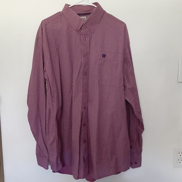 Cinch Shirt Mens Size Large Purple Long Sleeve Button Up Western Rodeo Polka Dot - Picture 1 of 9